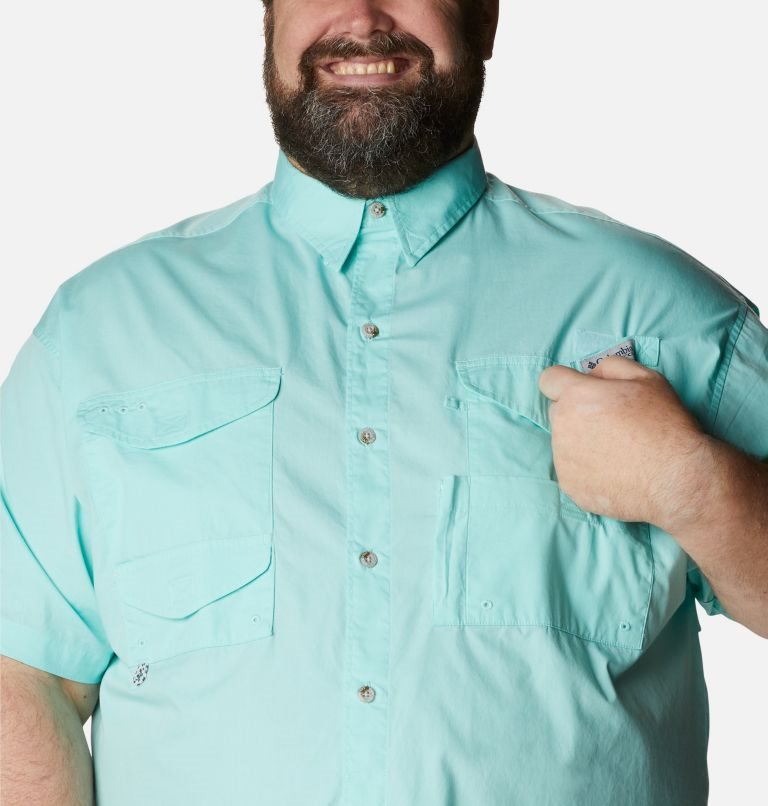 Men's Columbia PFG Bonehead Short Sleeve Shirts Turquoise | Plus Size CA-D18AL